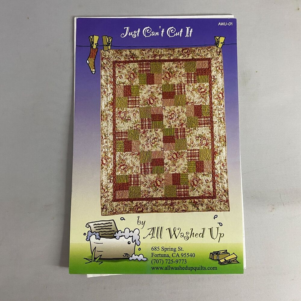 #8096 All Washed Up "Just Cant Cut It" Quilt Sewing Pattern Size 116' x 130'